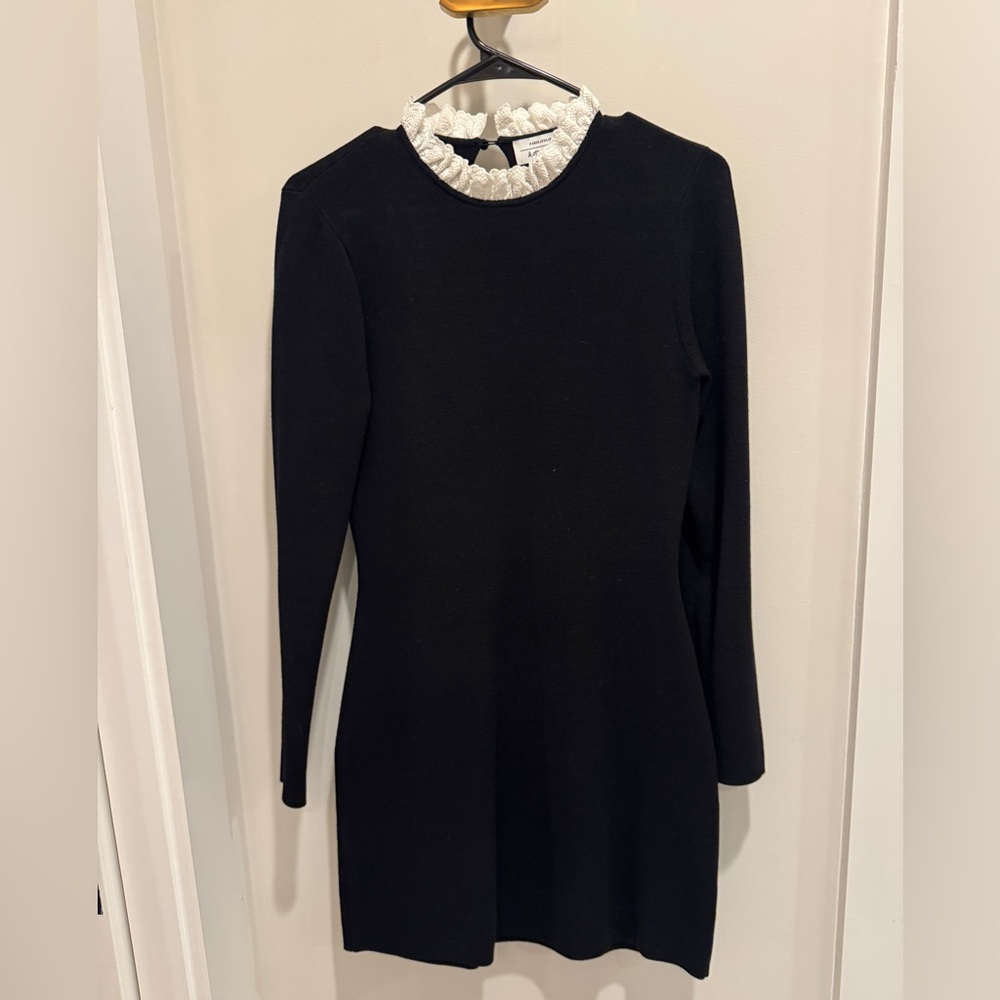 Other stories black knit dress with lace collar